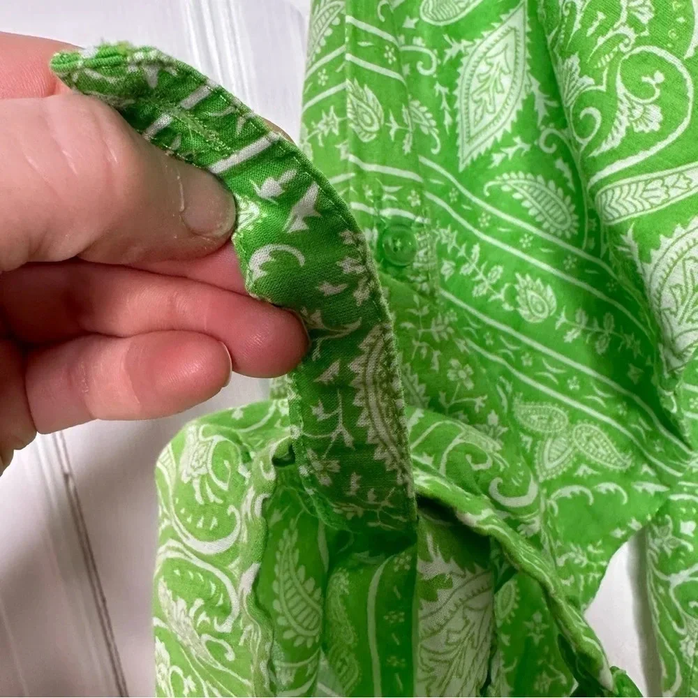 Nicole Miller Boho Style Shirt Green & White Size Medium - Picture 13 of 16
